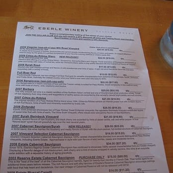 Eberle Winery - complimentary tasting menu as of Dec 30th - Wineries Near Me - Paso Robles, California