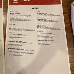 Wine menu Wine menu