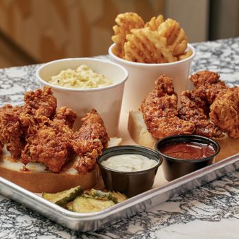 South Hot Chicken - a tray of fried chicken and french fries - Chicken Shop Near Me - Durant, Oklahoma South Hot Chicken - a tray of fried chicken and french fries - Chicken Shop Near Me - Durant, Oklahoma