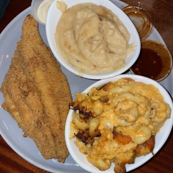 Kin Southern Table + Bar - Catfish, Mac and cheese, and mashed potatoes - Soul Food Near Me - Providence, Rhode Island