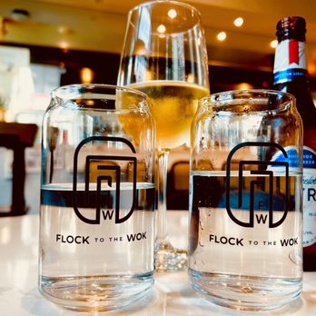Flock to the Wok - two glasses of wine and a bottle of wine - Chinese Near Me - Savannah, Georgia