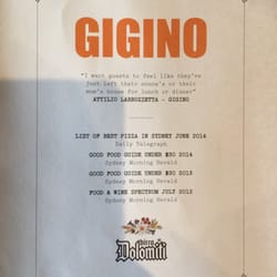Gigino - Revamped menus - love Attilio's creation of the Gigino experience