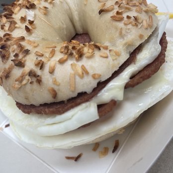 Ry's Bagels - Pork roll egg and cheese on an onion bagel - Cafes Near Me - Glassboro, New Jersey Ry's Bagels - Pork roll egg and cheese on an onion bagel - Cafes Near Me - Glassboro, New Jersey