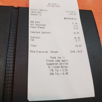 Amy Ruth's - Receipt. - Southern Near Me - New York, New York Amy Ruth's - Receipt. - Southern Near Me - New York, New York