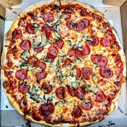 Gagliano's Restaurant & Pizza - Large pepperoni and mushrooms pizza.