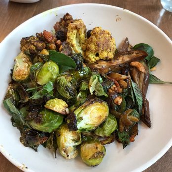 Flower Child - Brussels, cauliflower, and eggplant - Salad Near Me - Houston, Texas Flower Child - Brussels, cauliflower, and eggplant - Salad Near Me - Houston, Texas