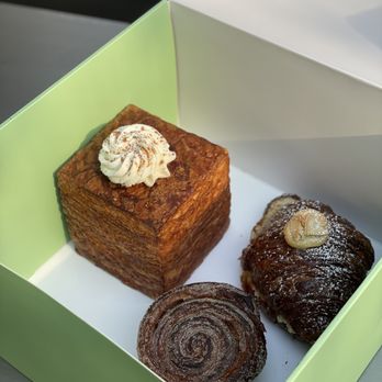 Shakkar - ig: @whatsviveating | eggnog cub, almond croissant, and orange cinny morning bun - Bakeries Near Me - Houston, Texas Shakkar - ig: @whatsviveating | eggnog cub, almond croissant, and orange cinny morning bun - Bakeries Near Me - Houston, Texas