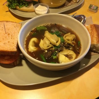 Panera Bread - New Thai Chicken Wonton soup with an added half Mediterranean sandwich - Salad Near Me - Rohnert Park, California Panera Bread - New Thai Chicken Wonton soup with an added half Mediterranean sandwich - Salad Near Me - Rohnert Park, California