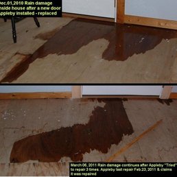 Dec 2010 and March 2011 the inside of house resulting from Appleby installing wrong size doors. 2010 the original wood trim is around door
