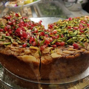 Comptoir Libanais - Almond cake with pomegranate and pistachio - Lebanese Near Me - Kensington, XGL