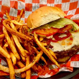 Jumbo chopped steak sandwich with hand cut fries Jumbo chopped steak sandwich with hand cut fries