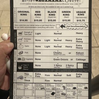 Ramen Nagi - Menu with lots of customization - Ramen Near Me - Arcadia, California