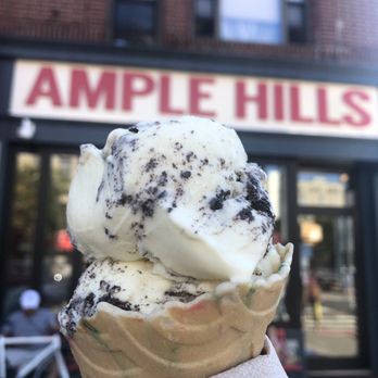 Ample Hills Creamery - Double scoop sweet cream and cookie with birthday cake cone!! - Ice Cream & Frozen Yogurt Near Me - Astoria, New York