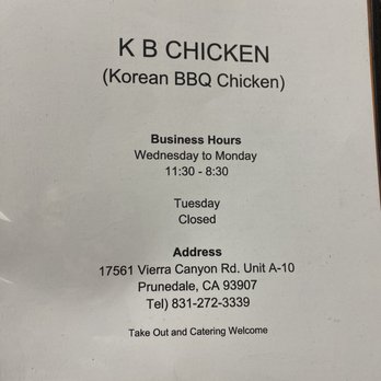 KB Chicken - Menu - Chicken Wings Near Me - Prunedale, California KB Chicken - Menu - Chicken Wings Near Me - Prunedale, California