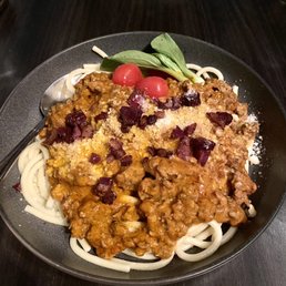 Duck over pasta