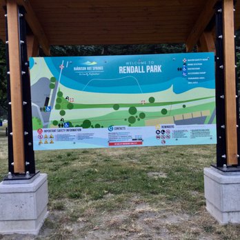 Rendall Park - Signage at village entrance to Park, showing layout, facilities, etc. - Parks Near Me - Harrison Hot Springs, British Columbia Rendall Park - Signage at village entrance to Park, showing layout, facilities, etc. - Parks Near Me - Harrison Hot Springs, British Columbia