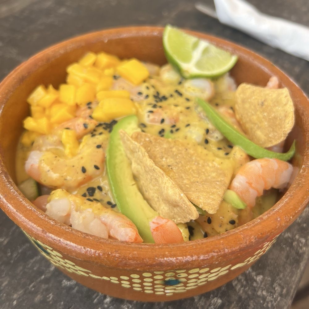Cancun Adventures - Ceviche for lunch with whole jumbo shrimp - Tours Near Me - Playa del Carmen, ROO Cancun Adventures - Ceviche for lunch with whole jumbo shrimp - Tours Near Me - Playa del Carmen, ROO