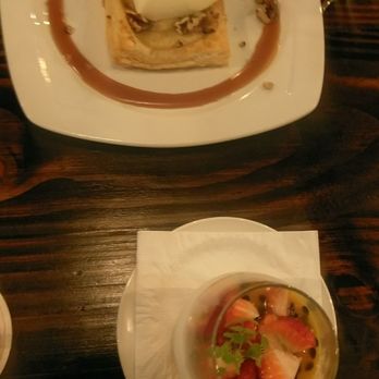 Taverna - Apple dessert on top, panna cotta on bottom - Cocktail Bars Near Me - Kapalua, Hawaii Taverna - Apple dessert on top, panna cotta on bottom - Cocktail Bars Near Me - Kapalua, Hawaii