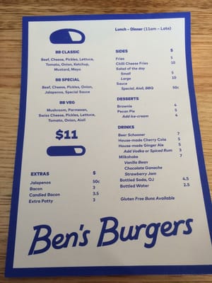 Menu photo 3 Ben's Burgers Fortitude Valley, QLD