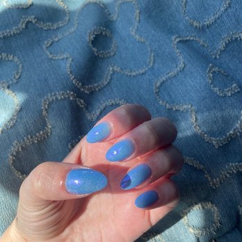 Le Posh Nail Spa - periwinkle with chrome - Nail Salons Near Me - Sunset Valley, Texas