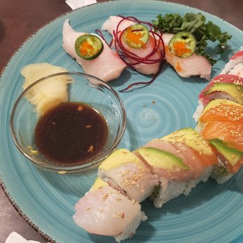 E Sushi - roll and yellowtail sashimi. Omg it was absolutely delicious and so fresh! My son had the their octopus and the diamond roll. - Japanese Near Me - Whittier, California