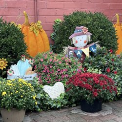 Outside patio was decorated for the upcoming holiday.