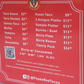 El Cabo Pepe's - Pepe's Red Tacos - Menu - Tacos Near Me - Pasadena, California