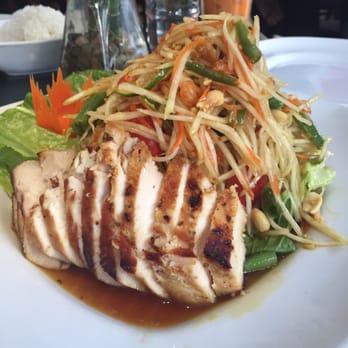 Thai Bloom! - Papaya salad with grilled chicken. - Thai Near Me - Portland, Oregon Thai Bloom! - Papaya salad with grilled chicken. - Thai Near Me - Portland, Oregon