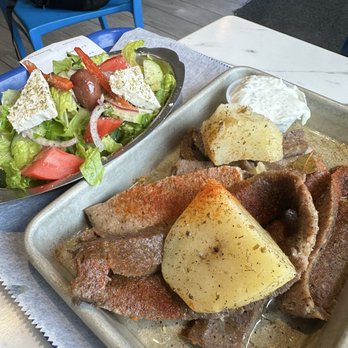 The Greeks ADK - Lamb platter with salad and lemon potatoes - Greek Near Me - Lake Placid, New York The Greeks ADK - Lamb platter with salad and lemon potatoes - Greek Near Me - Lake Placid, New York