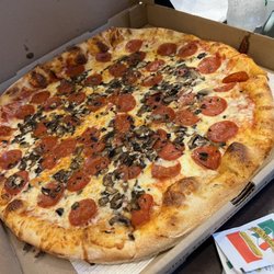 Pepperoni and mushroom pizza