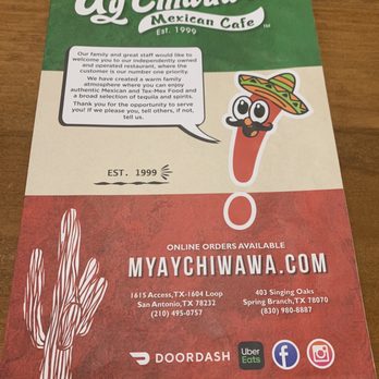 Ay Chiwawa Mexican Cafe - Menu - Tex-Mex Near Me - Spring Branch, Texas