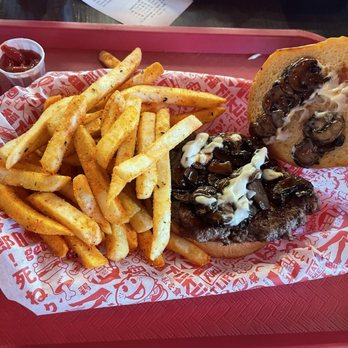 Fukuburger Buffalo - Number #4 minus pickled ginger onions and fries. So very tasty. - Burgers Near Me - Las Vegas, Nevada