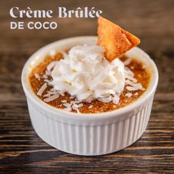 La Fondita De Leo - Coconut Creme Brulee - Coconut cream with caramelized sugar and a cinnamon stick