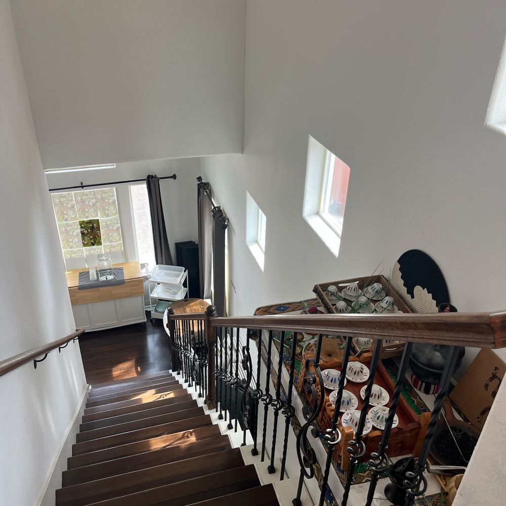 Kefita Coffee - Stairs lead to more seating - Coffee & Tea Near Me - Houston, Texas
