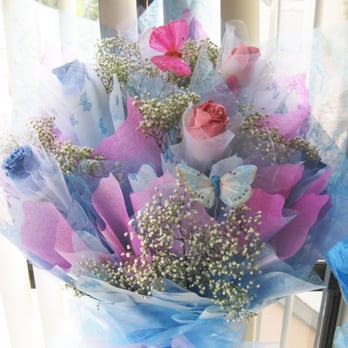 Fragrant Flowers - Half Dozen HK Style Bouquet - Pink & Baby Blue - Florists Near Me - Alhambra, California Fragrant Flowers - Half Dozen HK Style Bouquet - Pink & Baby Blue - Florists Near Me - Alhambra, California