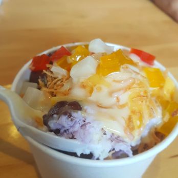 Ice & Bites Cafe - Halo Halo. Delicious towel Shave Ice, egg custard, sweet red beans, and cut up fruit - Shaved Ice Near Me - Orlando, Florida Ice & Bites Cafe - Halo Halo. Delicious towel Shave Ice, egg custard, sweet red beans, and cut up fruit - Shaved Ice Near Me - Orlando, Florida
