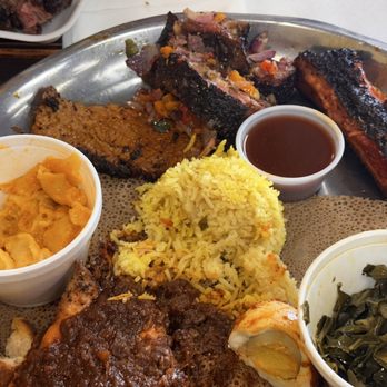 Smoke'N Ash BBQ - Tex-Ethiopian Platter for 2 - Barbeque Near Me - Arlington, Texas Smoke'N Ash BBQ - Tex-Ethiopian Platter for 2 - Barbeque Near Me - Arlington, Texas