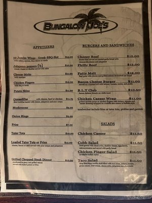 Menu photo 4 Bungalow Joe's Hanover Park, IL
