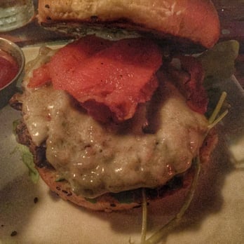 Eureka! - Napa Burger with Roma tomato / pesto aioli / Havarti / pancetta / arugula / signature handcut fries. - American Near Me - Hawthorne, California