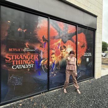 Sandbox VR - My Catalyst queen (mind you, she made me take this picture as it's pouring rain) - Virtual Reality Centers Near Me - Austin, Texas