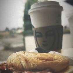 Starbucks - Pumpkin  spice latte and sandwich