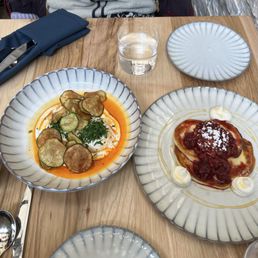 Turkish eggs and ricotta pancakes Turkish eggs and ricotta pancakes