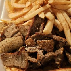 Astoria Pizza Restaurant - Gyro, plain with Italian dressing & tzatziki sauce on the side with fries