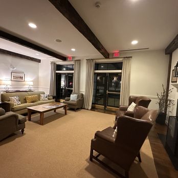 Noble Kitchen + Bar - Noble is inside the Brunswick Hotel, a super cute property. One of the lobby seating areas. - American Near Me - Brunswick, Maine