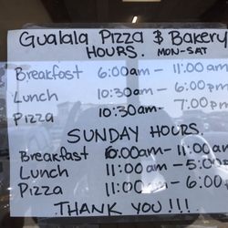 Gualala Pizza & Bakery - Open hours. Picture taken 2023-06-29.
