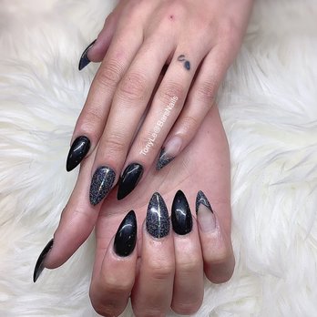 Bars Nails & Spa - Black nails , Midnight loose Glitters - Waxing Near Me - Frankfort, Illinois