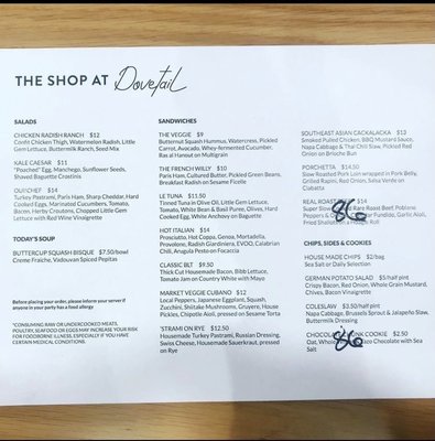 Menu photo 3 Dovetail Restaurant & Shop Boston, MA