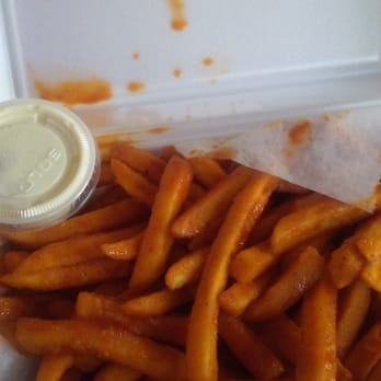 Parker Pizza - Buffalo fries with blue cheese dressing to dip them in. - Pizza Near Me - Springfield, Massachusetts