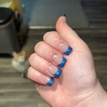 Sky Nails - Glitter short French tips y2k style - Nail Salons Near Me - Sacramento, California Sky Nails - Glitter short French tips y2k style - Nail Salons Near Me - Sacramento, California
