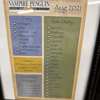 Vampire Penguin - North Augusta - Nutritional guide - Shaved Snow Near Me - North Augusta, South Carolina Vampire Penguin - North Augusta - Nutritional guide - Shaved Snow Near Me - North Augusta, South Carolina